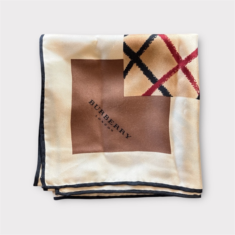 BURBERRY Vintage Silk Check Scarf 22” Square Nova Check Logo - Picture 13 of 13